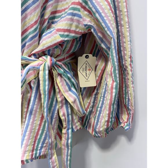 St. John's Bay Pastel Striped Cotton Long Sleeve Wrap V Neck Women’s Size 2X NWT - Picture 2 of 7